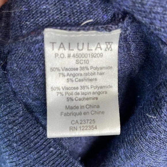 TALULA Fuzzy Cashmere Angora Tunic Sweater Blue Dolman Sleeve Round Neck Size S - Picture 8 of 11